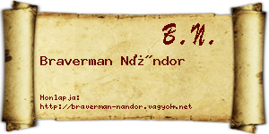 Braverman Nándor névjegykártya